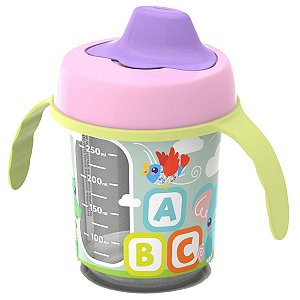 Copo Infantil Transição Baby Rosa C Alça Visor Lateral 350ml