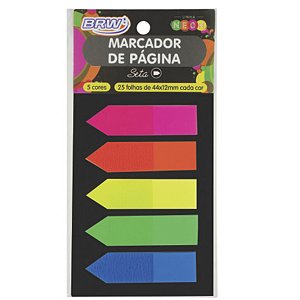 Marcador de Páginas Modelo Seta 12x44mm Neon Transl. 5 Cores