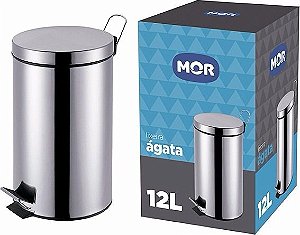 Lixeira 12 Litros Linha Agata em Aço Inox - MOR