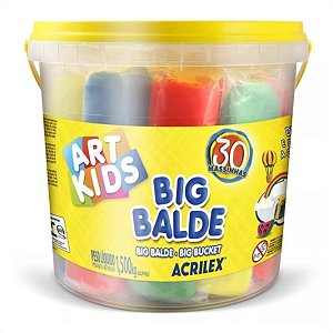 Balde De Massinha De Modelar Acrilex 30 Massinhas Soft 1,5kg