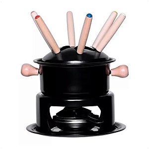 Conjunto Para Fondue Preto 14 cm Com 11 Peças Inclusas