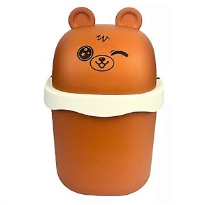 Lixeira Pequena 1,5l De Urso Marrom e Bege Porta Treco