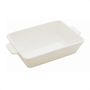 Refratário Porcelana Com Alça Basic Branco 23,5x5x15cm