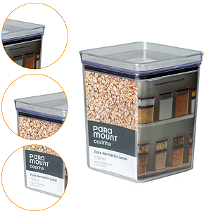 Pote Hermético Lumini M Para Alimentos - Quadrado 1.700 ML
