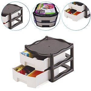 Caixa Organizadora Mini Gaveteiro Com 2 Gavetas Cor Preto
