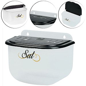 Pote Organizador De Sal Saleiro Transparente Tampa Preta