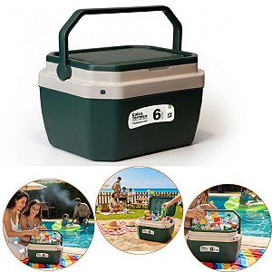 Caixa Térmica Cor Verde Com alça 6 Litros Praia Piscina