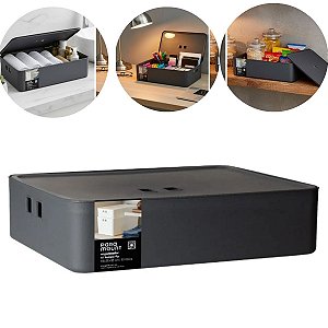 Organizador Com Tampa 49X35X12 CM Fly 19,0 Lts Cor Chumbo