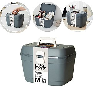 Box Organizadora Leve Multiuso Com Divisória M Cor Chumbo