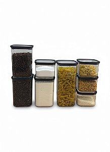 Jogo de Pote 8 Potes Mantimentos Hermético Acrilico C/ Tampa