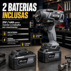 Chave Impacto Brushless 1/2 1000Nm 21V 2 Baterias Rotta376