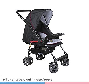 Carrinho de Bebê Milano Reversivel PRETO 1016PPR Galzerano