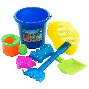 Kit Balde de Brinquedos Praia 10 Peças Molde de Animais