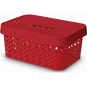 Caixa Organizadora Rattan C/ Tampa 4,5L Vermelho Usual 517