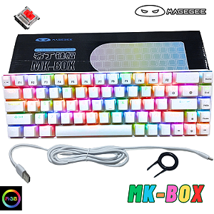 Teclado Mecânico Gamer Magegee 65% RGB Cabo Destacável Switch Vermelho MK-Box Teclas Pudim