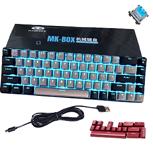 Teclado Mecânico Gamer 65%  Magegee Cabo USB-C Destacável Retro Iluminação 68 Teclas Switches Blue