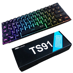 Teclado MageGee 60% TS91, com retroiluminação RGB, sensação mecânica, preto