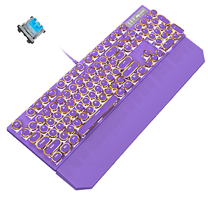 Teclado Mecânico Gamer + Apoio de Pulso Mk Storm Punk Retrô Magegee Switch Azul, Cor Violeta
