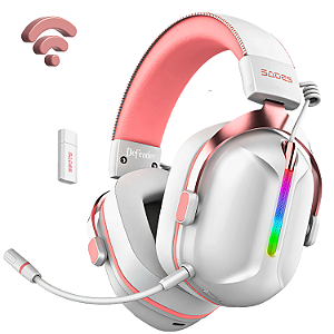 Fone Headset Gamer Sades Defender Wireless RGB Tri-Mode Rosa