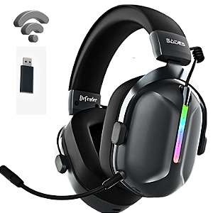 Fone Headset Gamer Sades Defender Wireless RGB Tri-Mode Preto