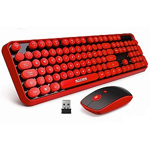 SADES V2020 teclado + mouse sem fio Wireless 2,4Ghz Vermelho