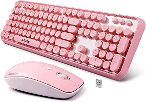 SADES V2020 teclado + mouse sem fio Wireless 2,4Ghz  Rosa ABNT