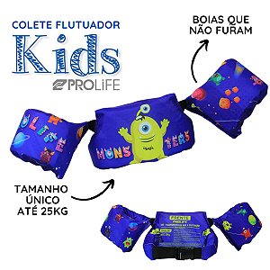 Boia Colete Flutuador Infantil Prolife Até 25Kg Monsters