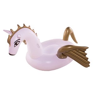 Boia Unicórnio Pegasus Branco  e Dourado Gigante 240cm