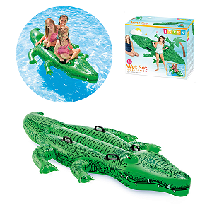 Boia Bote Inflável Jacaré Verde Gigante 58562 Intex 203cm