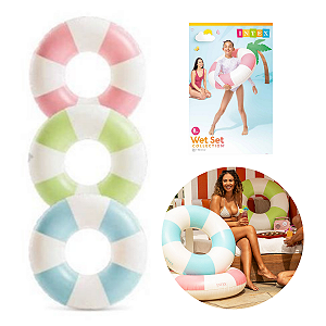 Boia Inflável Circular Listrada Francesa 91cm Intex 59271