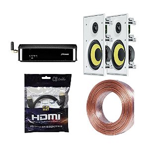 Kit RD HDMI Frahm + 2 Arandelas CI6R JBL + 20m Fio 2x1,5mm + Brinde