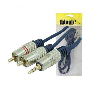 Cabo P2 Stereo X 2 RCA Tblack Gold Profissional - 1,8 Metros