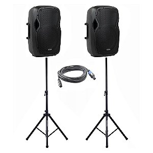 Kit Caixas GR 15 Ativa + Passiva Frahm + Pedestais + Brinde