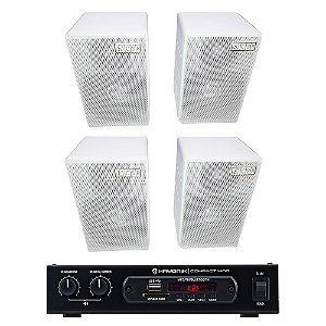 Kit Amplificador Compact 400 Hayonik + 4 Caixas Acústicas CSR 75M Passivas 160W Rms + Brinde