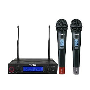 Microfone sem fio TagSound TG-8802 - Freq variável digital UHF com 2 Bastões