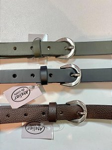 2045-CINTO LISO COURO FIVELA METAL NIQUEL - 2,0CM