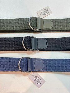 4005-CINTO CADARÇO ALGODAO, COM COURO FIVELA META MEIA-ARGOLA