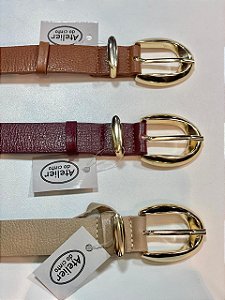 2590-CINTO COURO FIVELA METAL DOURADO