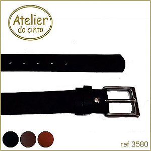 3580-CINTO LISO EM COURO - 3,5CM - MASCULINO