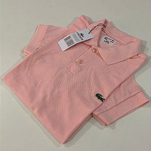 Camisa Polo Lacoste Rosa Malha Piquet