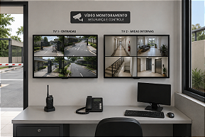 SISTEMA DE VÍDEO MONITORAMENTO - DUAS TVS 55" E NUC
