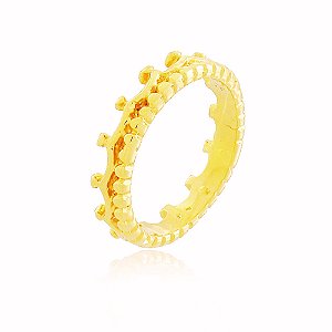 Anel Coroa Banho Ouro Quebec 18k