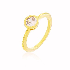 Anel Solitário Pedra Zircônia Banho Ouro Quebec 18k