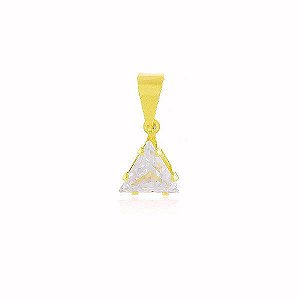 Pingente Triângular Cristal Banho Ouro 18k