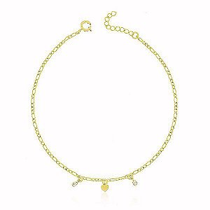 Tornozeleira Fígaro Cristal Banho Ouro 18k Fecho Boia