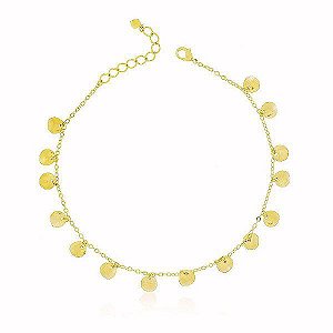 Tornozeleira Folhas Banho Ouro 18k Fecho Inglês