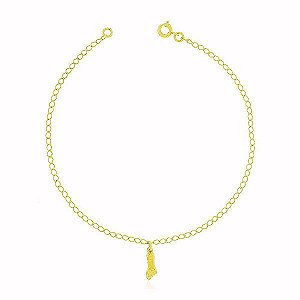 Tornozeleira Americana Pingente Punho Banho Ouro 18k Fecho Boia