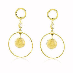 Brinco Circular Cravejado Zircônia Banho Ouro Quebec 18k