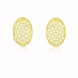 Brinco Coração Oval Banho Ouro Quebec 18k