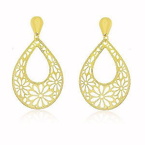 Brinco Flores Banho Ouro Quebec 18k